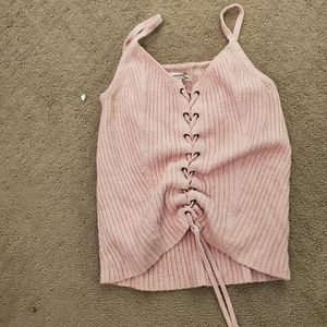 Pink knitted tank top